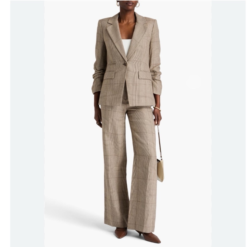 Veronica Beard Women’s Tonelli Prince of Wales Checked Linen/Cotton Pant - Picture 1 of 9